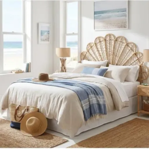 Test Tête de Lit en Rotin Naturel Sola Aubry Gaspard : une tête de lit simple qui fait le job dans une chambre cosy