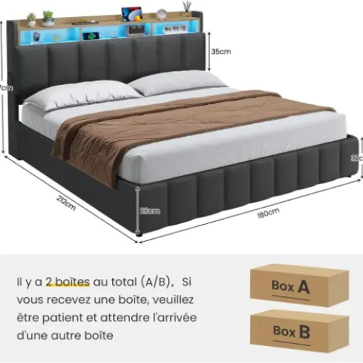 Test KIMENICH Lit Coffre 180x200 LED : un gros lit pratique, mais à monter avec patience