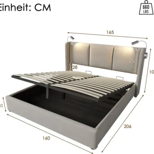 Test Lit Coffre 160x200 Bgsryao : un lit pratique avec rangement et USB qui fait le job