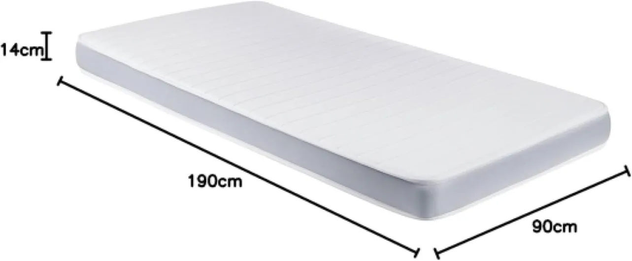 What The Sleep - Matelas 90 x 190 cm 14 cm d’Épaisseur Mousse Mémoire de Forme Premium et Noyau Mousse HR - Multicouche - Fermeté Élevée et Adaptabilité - Respirant - Modèle Trap