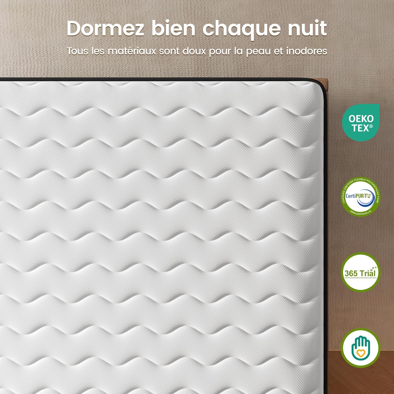 Matelas 140x190-30 cm - Matelas Ressorts Ensachs - Confort Ferme - Mousse de Confort Double - Isolation des Mouvements - Matelas 2 Places - Soutien Lombaire - Durable & Respirant 140x190x30cm