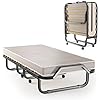 Lit Pliant 1 Personne 90x200CM, Lit Pliant Adulte avec Matelas en Mémoire 10 cm Orthopédique,Charge 130KG, Lit Pliable 1 Personne pour Invités et Othopédiques (Blanc)