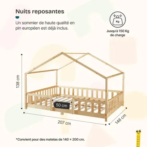Test lit cabane [en.casa] Treviolo 140x200 : un vrai grand lit pour enfant sans exploser le budget