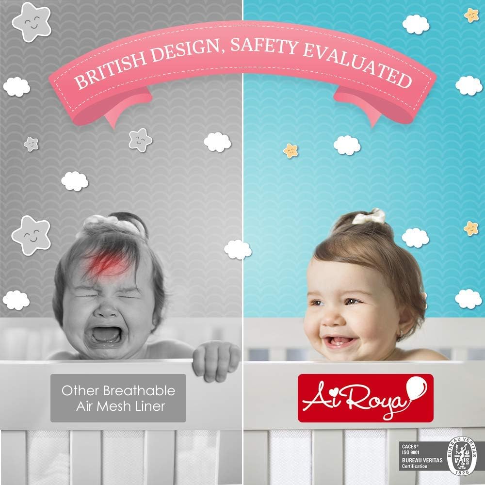 Tour de lit Bebe 2 Faces protège-lit de Protection pour lit de, conformité de sécurité BS en 16780 (Gris)