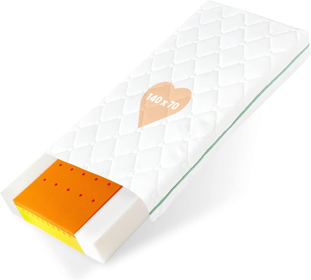 Visco Matelas Enfant 140x70 x11cm Matelas Bébé Matelas Mousse Froide Matelas à Mémoire de Forme Couverture en Aloe Vera Lavable Standard 100 par Oeko-TEX 70 x 140 cm Visco Baby Plus
