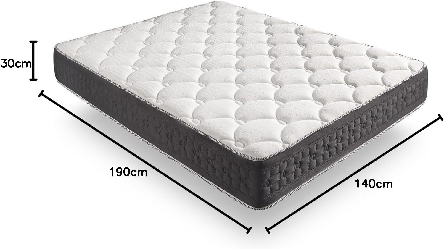 Matelas Épaisseur 30cm Grand Class® (140x190 cm) - Bio Mousse á Memorie de Forme Natur Fresh® + Rest Foam Soft® -Système Multi Zone Slepp avec 11 Zones de Confort - Extrêmement Durable 140 x 190 cm