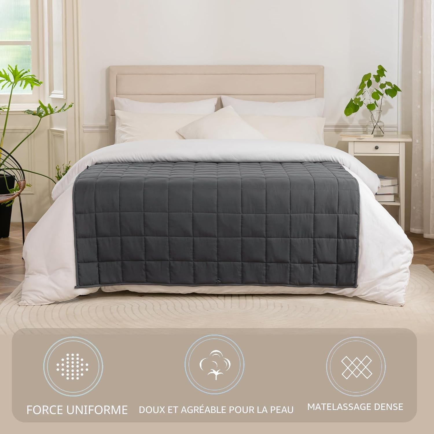 Good Nite Couverture Lestée pour Adulte Couette Lestée Couverture De Relaxation Plaid Lesté Weighted Blanket Gris 6 kg 125 x 180 cm 125x180cm,6kg Gris