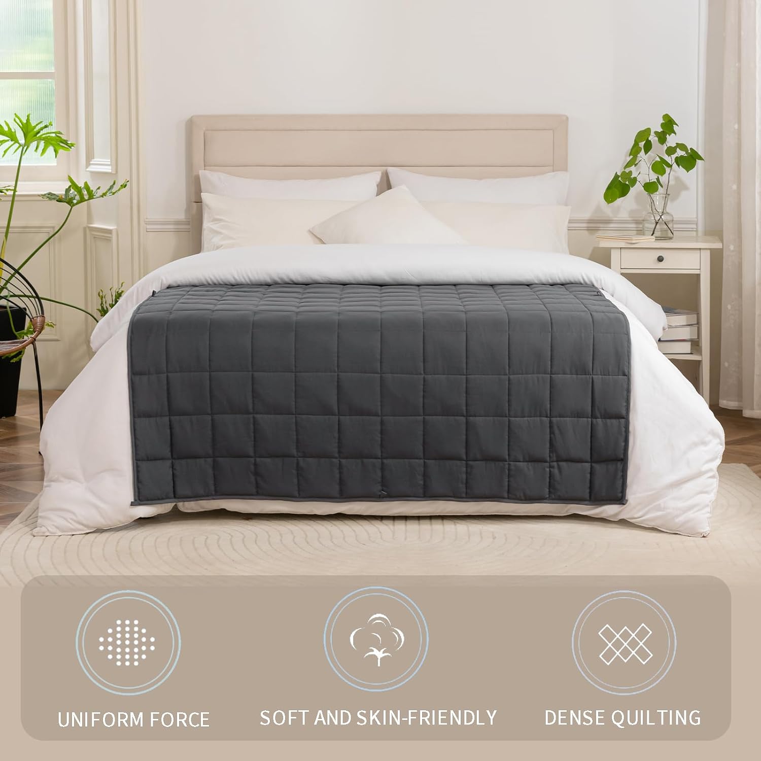Good Nite Couvertures Et Plaids Couverture Lestée pour Un Sommeil Apaisé 4kg 125x150cm,4kg Gris