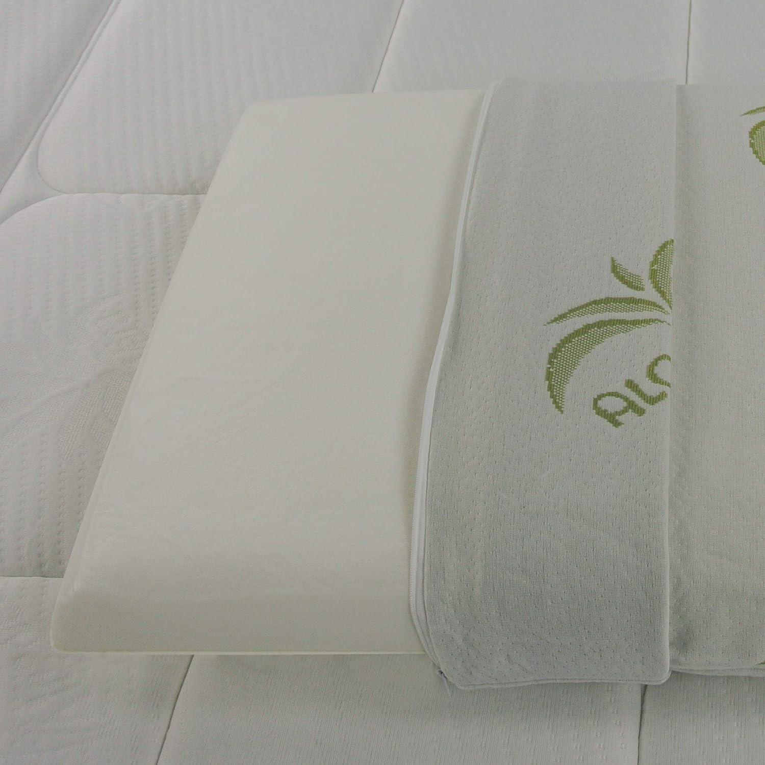Lot de 2 Oreillers à Mémoire de Forme, Housse en Aloe Vera, Paire de Coussins Anti-Transpiration, Anti-Acarien et Hypo-Allergénique