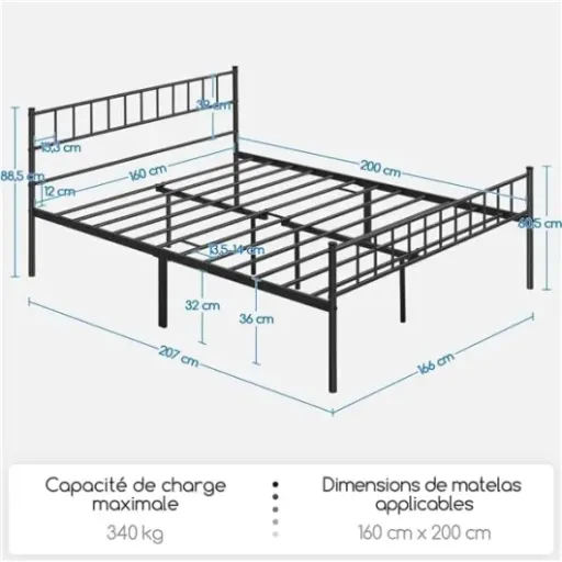 Test Yaheetech Cadre de lit 160x200 : un lit métal simple qui fait le job sans se ruiner