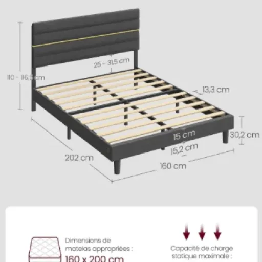 Test VASAGLE Lit 160x200 RMB505G01 : un cadre simple qui fait le job pour un budget raisonnable