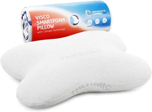 Oreiller à Mémoire de Forme ACAMAR - Coussin Cervical Ergonomique Orthopédique - Mousse Viscoélastique - Idéal pour Dormir sur Le Côté ou Moitié Côté-Ventre - Taie avec Thermorégulation - 55x47x12cm Blanc Mousse à mémoire de forme