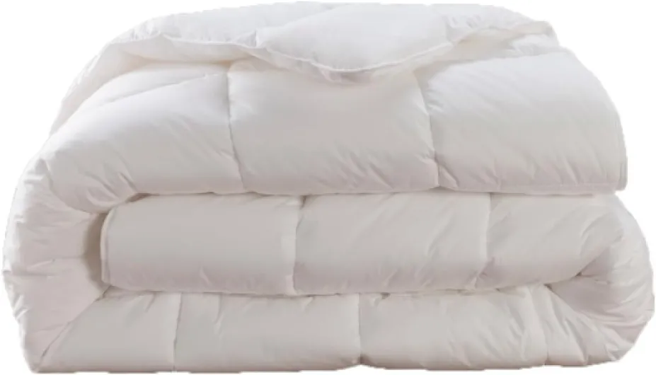 Couette Légère Grandiose 240x260 cm - Garnissage 70% Duvet d'oie et de Canard Naturel - Enveloppe 100% Coton - Lit 2 Personnes - Piquage Carrés - Finition Passepoil Blanc Blanc 240/260