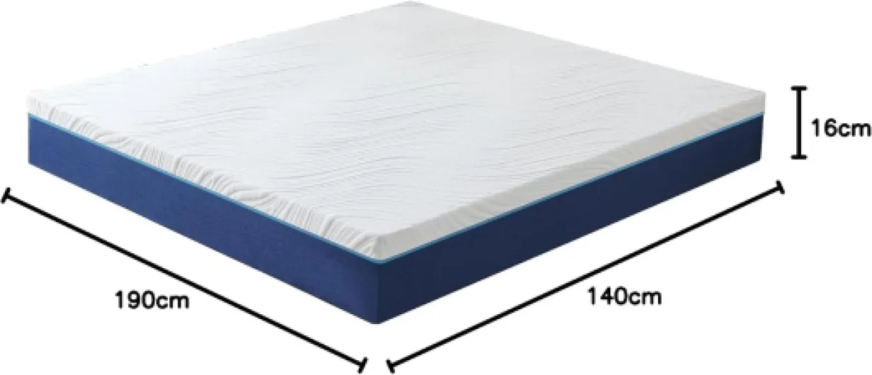 Hiimgo Matelas 140x190x16cm, Matelas en Mousse à Mémoire de Forme - Fermeté Moyenne, 7 Zones de Confort, Soutien Parfait, Réversible à Deux Faces Utilisables 140x190x16 16CM