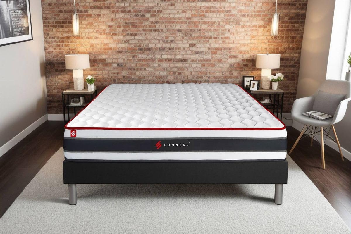 Ensemble sommier + Matelas Energy Ressorts ensachés et mémoire de Forme 140x190 - Epaisseur : 22 cm - Confort : Ferme 140 x 190 cm