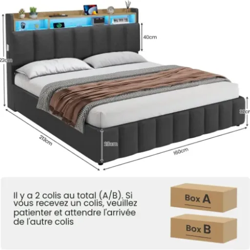 Test KIMENICH Lit Coffre 160x200 LED : un lit plein d’options qui mise sur le rangement