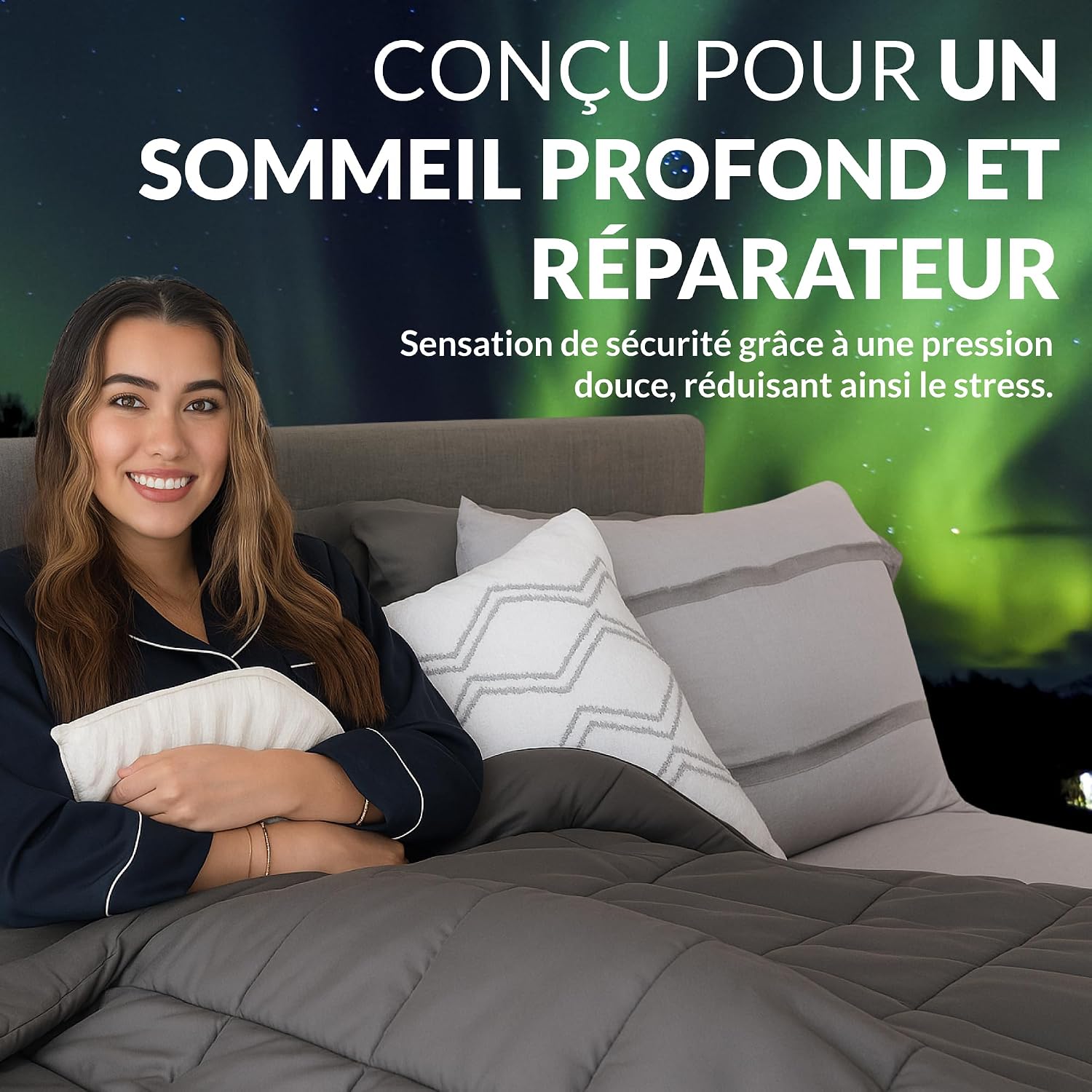 Polar Night Couverture lestée pour Adultes 150 x 200 cm, 11kg - Couverture Lourde avec Perles de Verre, 100% Microfibre, Norme Oeko-TEX® 100 – Weighted Blanket, Couverture pondérée, Plaid lesté 150 x 200 cm 11.0 Kilogrammes